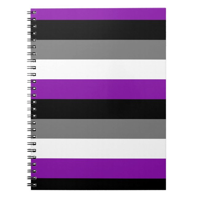 Cuaderno Orgullo asexual, orgullo LGBTQ, estampado de rayas (Frente)