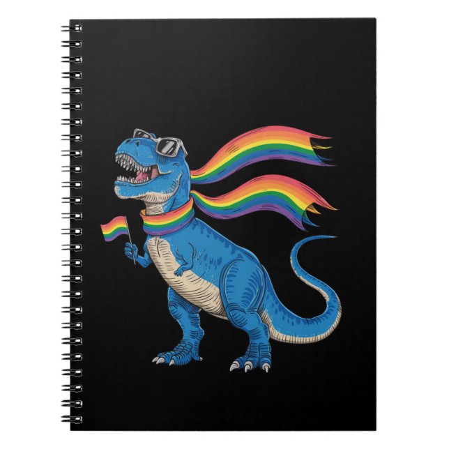 Cuaderno Orgullo Gay Dino Trex Bandera Arcoiris Lgbt Ally (Frente)