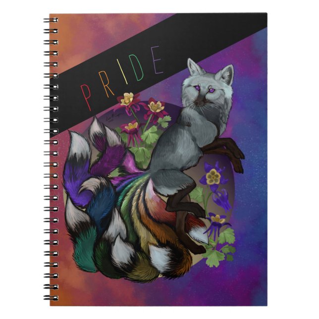 Cuaderno Orgullo Kitsune y Flores Columbine  (Frente)