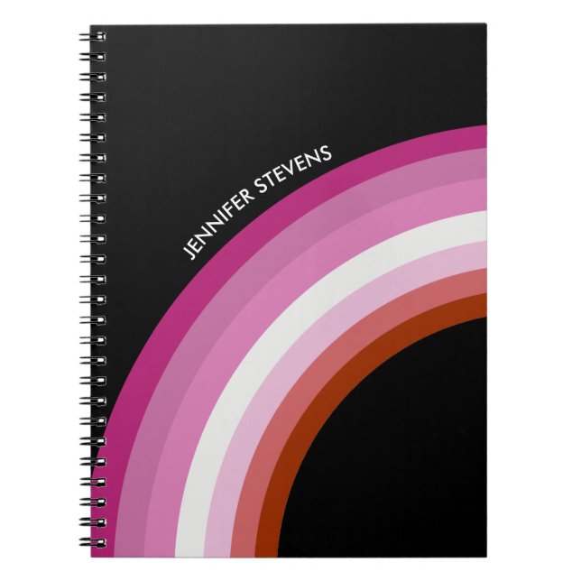 Cuaderno Orgullo lésbico Arcoiris Bandera Rosa Monograma Ne (Frente)