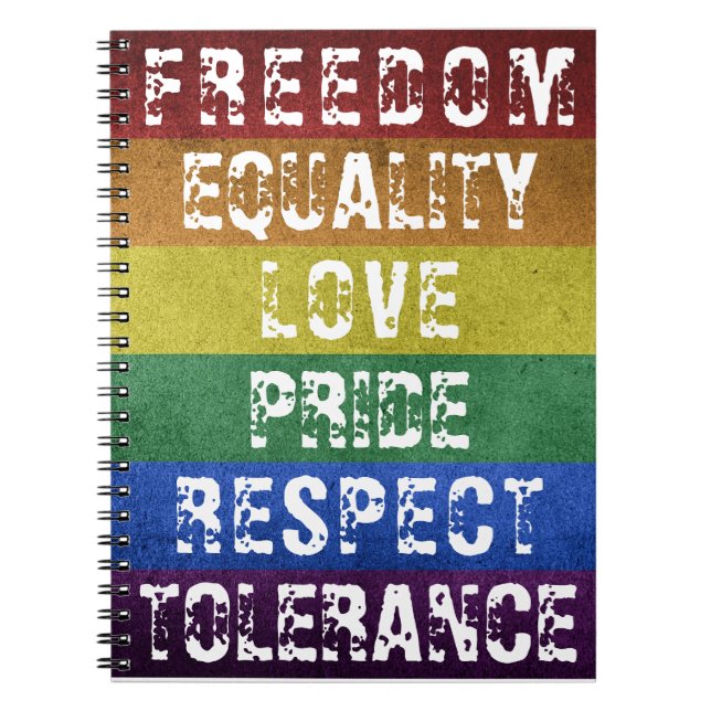 Cuaderno Orgullo LGBT Bandera moderna de rayas arco iris (Frente)