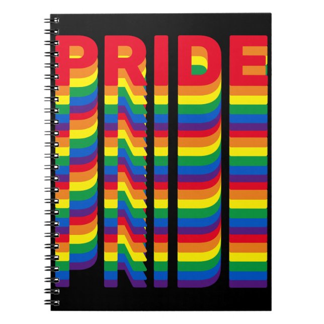Cuaderno Orgullo lgbt lgbtq queer patrón arcoíris gay negro (Frente)
