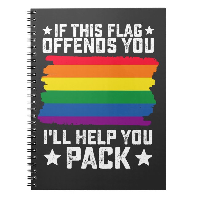 Cuaderno Orgullo LGBT Si esta bandera te ofende te ayudaré (Frente)