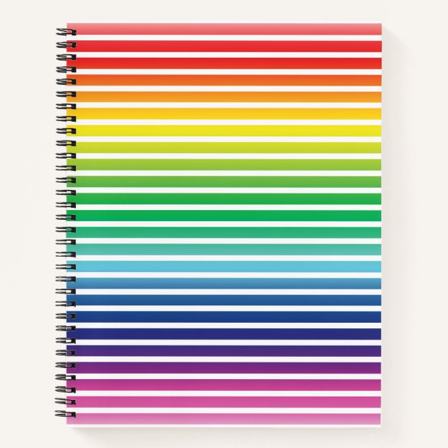 Cuaderno Orgullo lgbtq lgbt rainbow patrón de rayas blancas (Anverso)