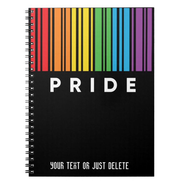 Cuaderno Orgullo personalizable código de barras arcoiris L (Frente)