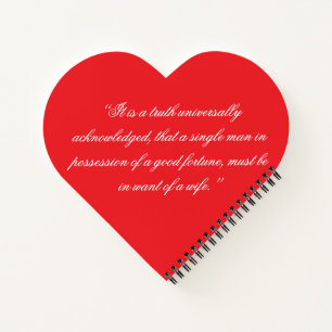Cuaderno Orgullo y Prejuicio de Corazón Rojo
