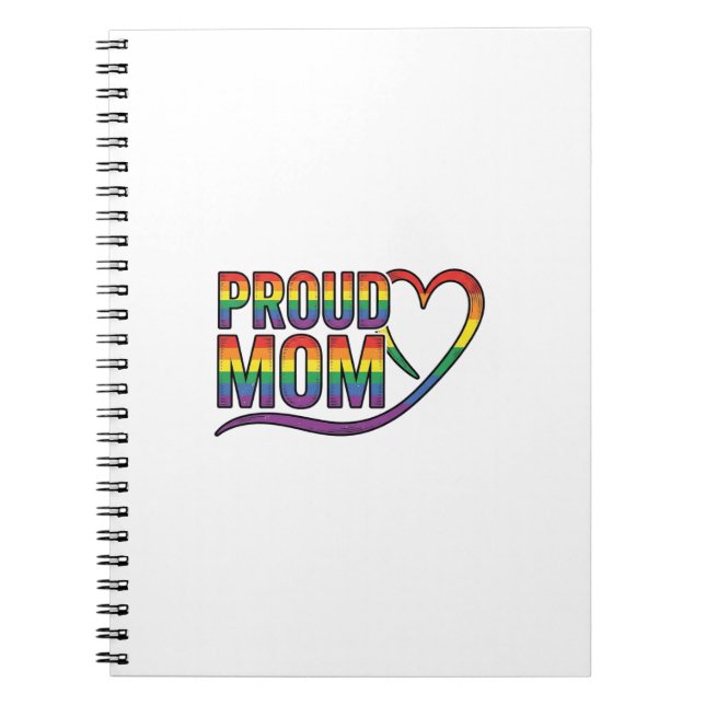 Cuaderno Orgullosa Mamá Corazón Arcoíris Diseño de Grabado  (Frente)