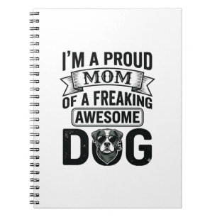 Cuaderno Orgullosa Mamá Perro Diseño Vectorial de Grabado V