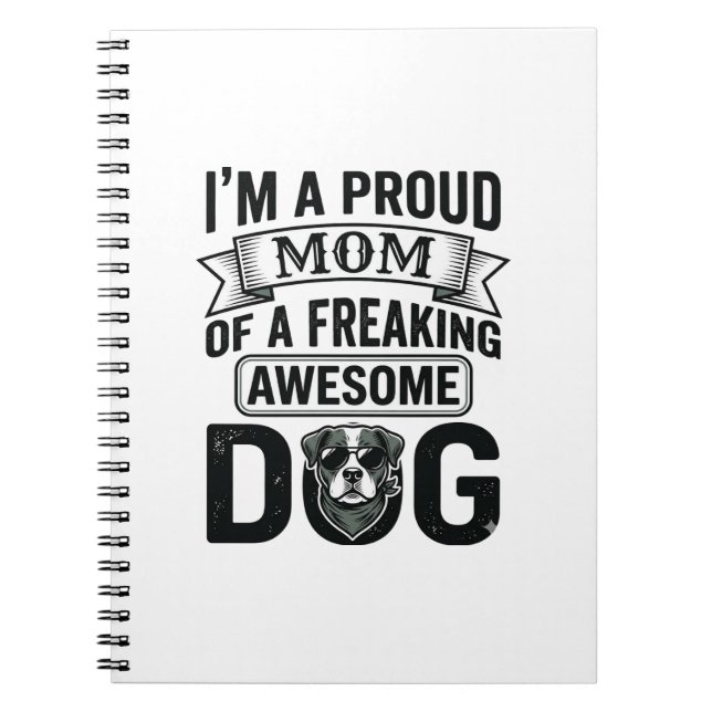 Cuaderno Orgullosa Mamá Perro Diseño Vectorial de Grabado V (Frente)