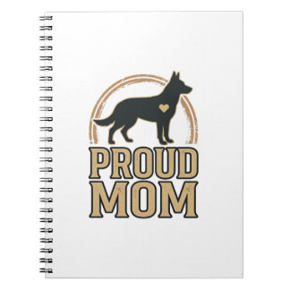 Cuaderno Orgullosa mamá perro silueta vintage diseño vector