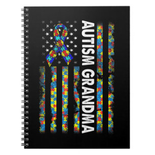 Cuaderno Orgulloso autismo Abuela Bandera Americana Autismo