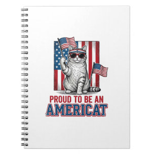 Cuaderno Orgulloso De Ser Una Camiseta De Gato Patriota Ame