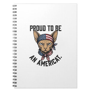 Cuaderno Orgulloso De Ser Una Camiseta De Gato Patriota Ame