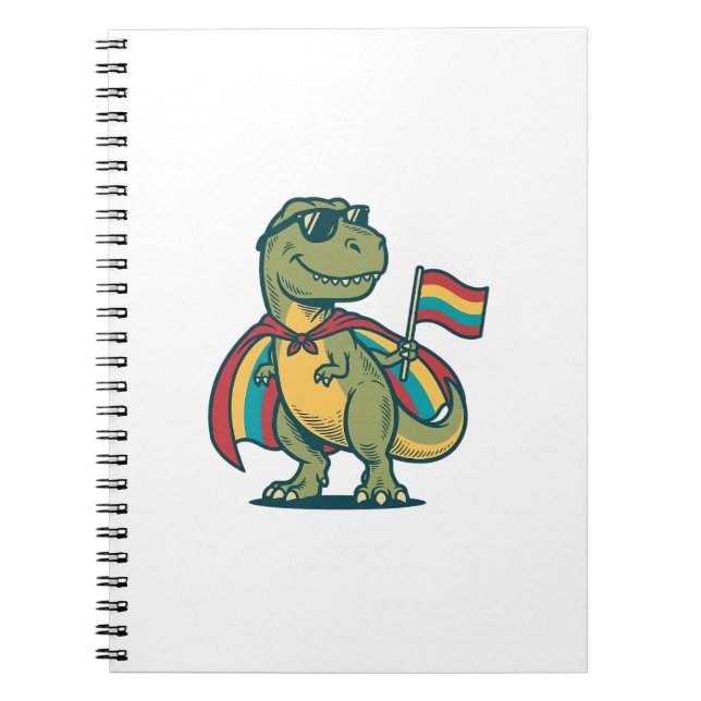 Cuaderno Orgulloso Diseño de Camiseta de Dinosaurio Vectori (Frente)