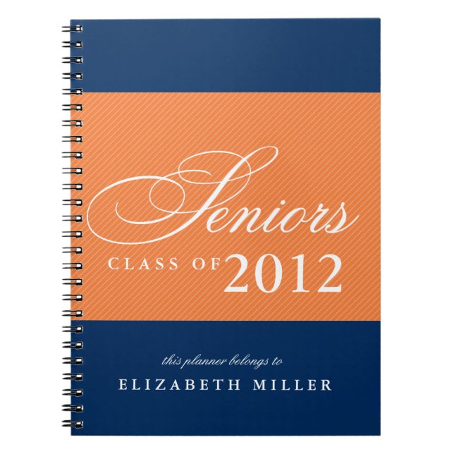 Cuaderno Orgulloso naranja de clase de franjas azules de la (Frente)