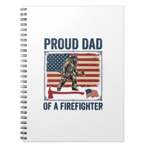 Cuaderno Orgulloso padre de un bombero bandera vintage Vect