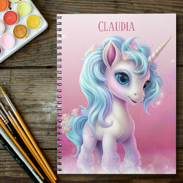 Cuaderno Orgulloso unicornio cielo rojo, nubes y estrellas