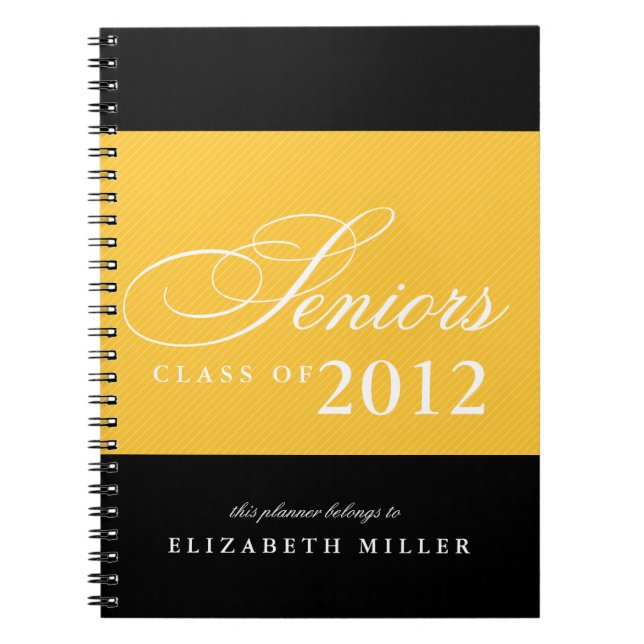 Cuaderno Orgullosos mayores rayas negras amarillas año de l (Frente)