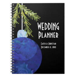 Cuaderno Ornamento azul de Navidad, planificador de bodas