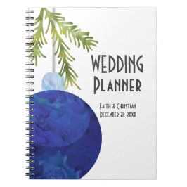 Cuaderno Ornamento azul de Navidad, planificador de bodas