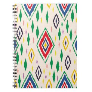 Cuaderno Ornamento de folclore geométrico Ikat con diamante
