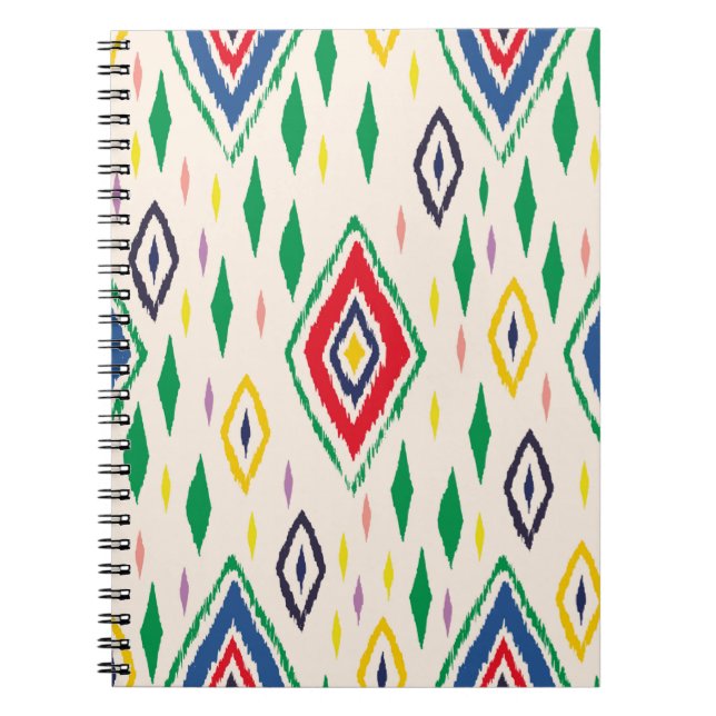 Cuaderno Ornamento de folclore geométrico Ikat con diamante (Frente)