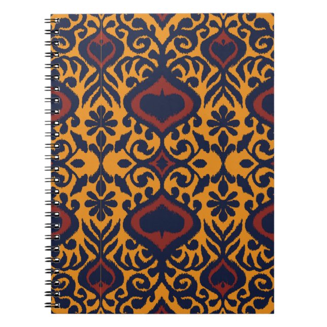 Cuaderno Ornamento de folclore geométrico Ikat. damasco ori (Frente)