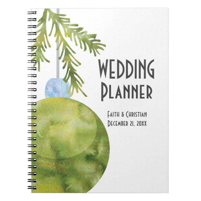 Cuaderno Ornamento de Navidad Verde, planificador de bodas (Frente)