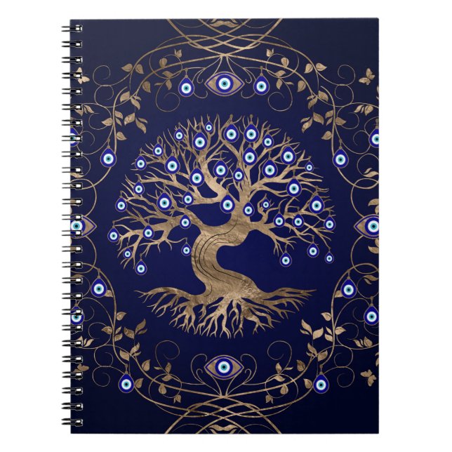 Cuaderno Ornamento de ojo malvado del árbol de la vida (Frente)