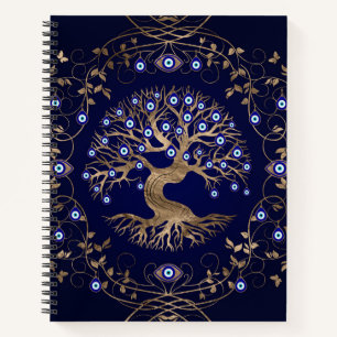 Cuaderno Ornamento de ojos malvados del árbol de la vida