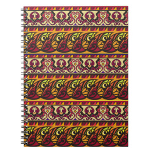 Cuaderno Ornamento étnico a rayas y sin costura. Floral