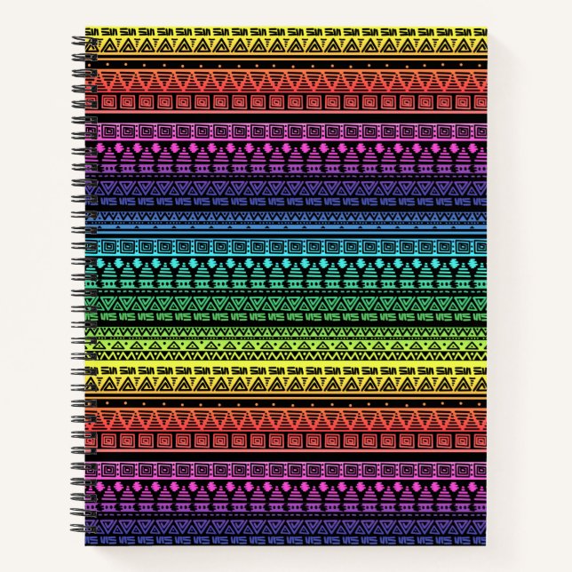 Cuaderno Ornamento étnico, arcoiris (Anverso)
