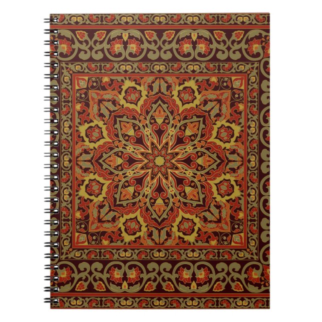 Cuaderno Ornamento floral oriental con marco. Patrón con  (Frente)
