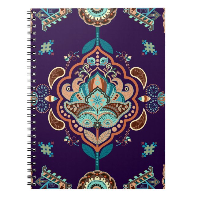 Cuaderno Ornamento Indio Colorido, Frontera Geométrica. (Frente)