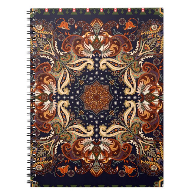 Cuaderno Ornamento indio sin fisuras. Patrón simétrico vint (Frente)