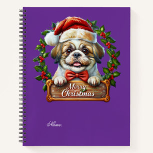 Cuaderno Ornamento navideño de perro lindo - Feliz Navidad