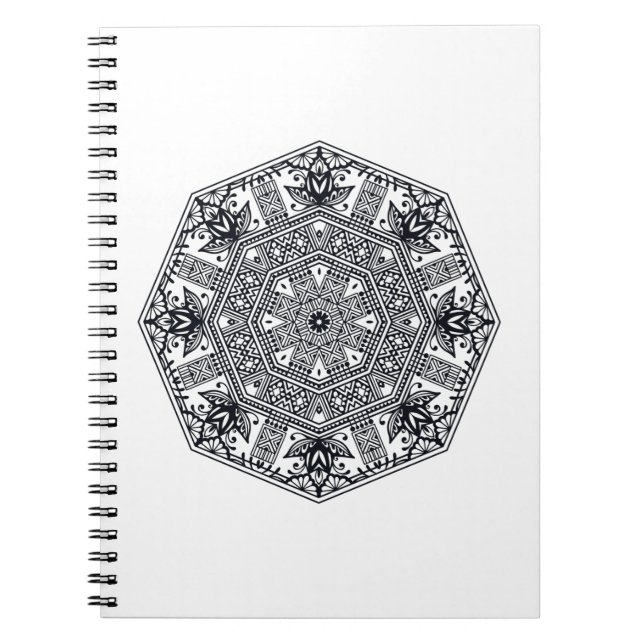 Cuaderno Ornamento redondo de la mandala (Frente)