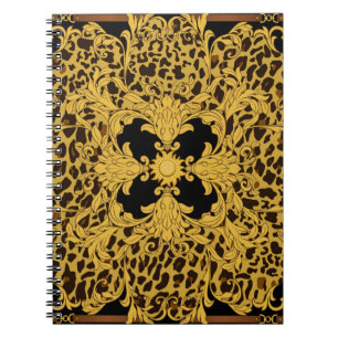 Cuaderno Ornamento sin fisuras con leopardo y barroco