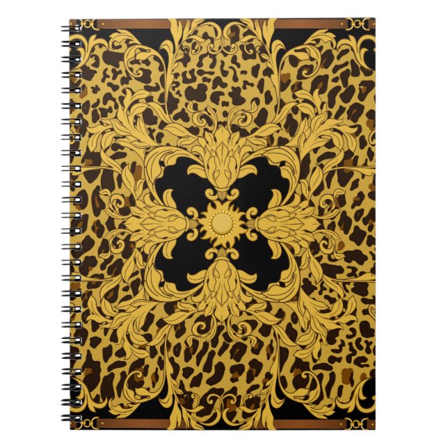 Cuaderno Ornamento sin fisuras con leopardo y barroco (Frente)