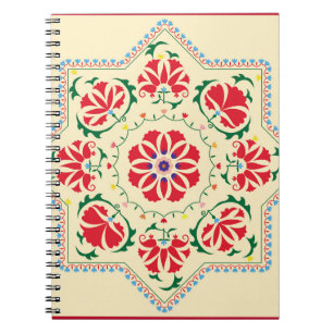 Cuaderno Ornamento uzbeko de origen étnico vintage suzanisu