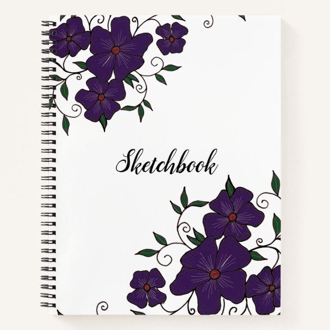 Cuaderno Ornamentos de flores moradas (Anverso)
