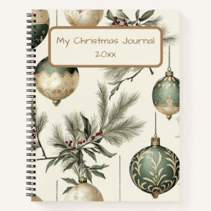Cuaderno Ornamentos de Navidad Sage Green y Gold