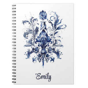 Cuaderno Ornamentos Delft azules y blancos con flores