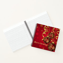 Cuaderno Ornamentos navideños rojos y dorados de moda