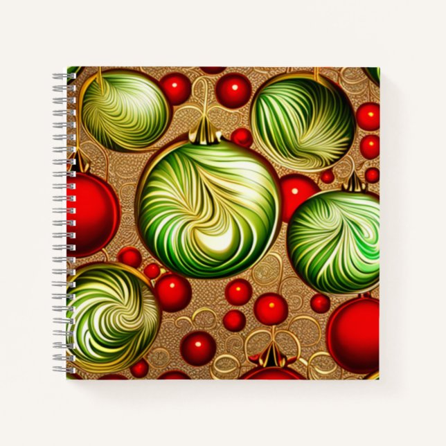 Cuaderno Ornamentos rojos y verdes (Anverso)