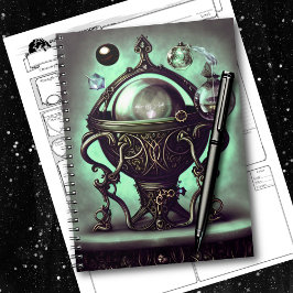 Cuaderno Ornate Cauldron con bola de cristal verde y orbs