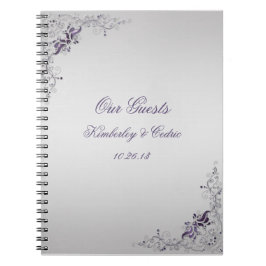 Cuaderno Ornate Purple Swirls Guest Book