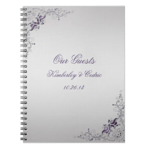 Cuaderno Ornate Purple Swirls Guest Book