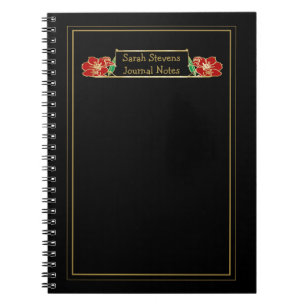 Cuaderno Ornate Rojo Floral con marcos dorados