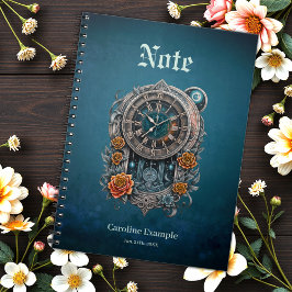 Cuaderno Ornate Steampunk Clock con Rosas.